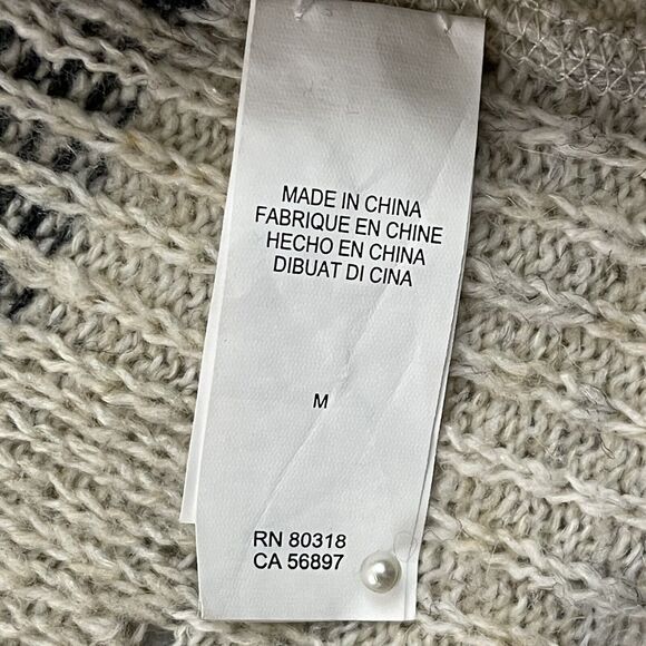 Lucky Brand Open Front Cardigan Sweater Medium Boho Aztec Tribal Knit Cream - Picture 10 of 12